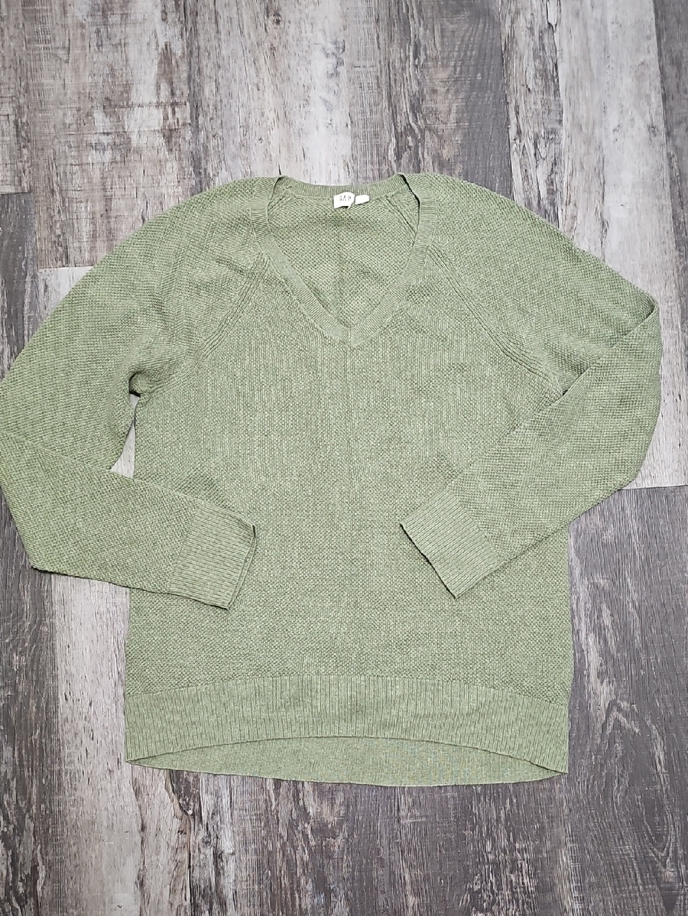 GAP Womens Olive Green V-Neck Knit Sweater L